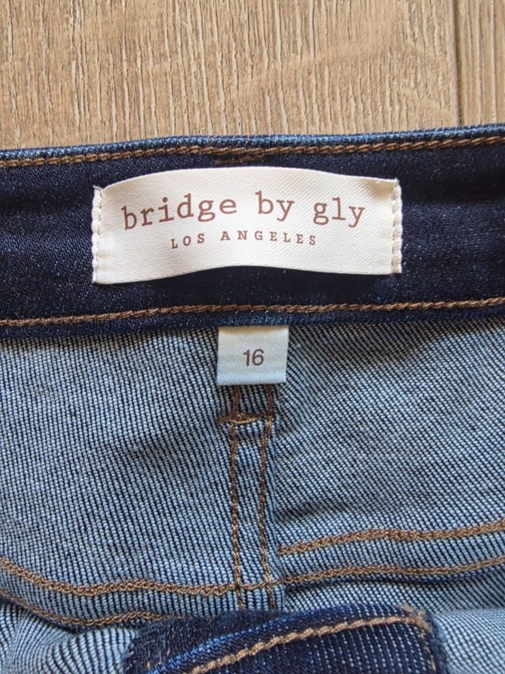 Bridge by Gly Crop Jeans Womens 16 Blue Denim Super High Rise Wide Leg Grunge - Picture 12 of 12